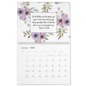 Calendrier Bible Verse Écritures Aquarelle Florale Mois  (Jan 2026)