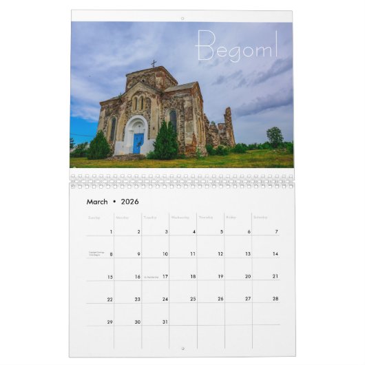 Calendrier Biélorussie Architecture Paysage Minsk Brest (Mar 2026)