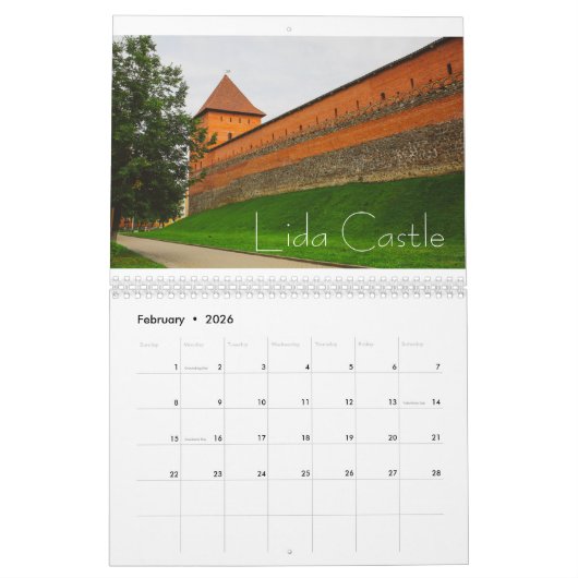 Calendrier Biélorussie Architecture Paysage Minsk Brest (Feb 2026)