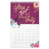 Calendrier Bienvenue À Une Nouvelle Année De Citations Floral (Jan 2026)