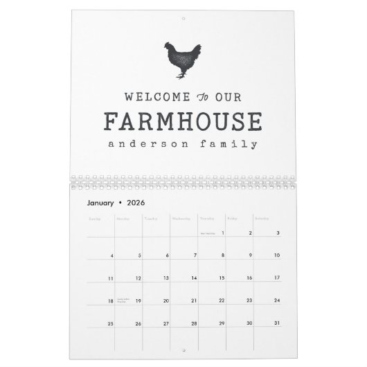Calendrier Bienvenue dans notre ferme Pays Poulet rustique (Jan 2026)