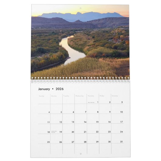 Calendrier Big Bend 2026 Calendar (Jan 2026)