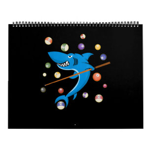 Calendrier Billiard Shark 8 Ball Player Table Bue Stick