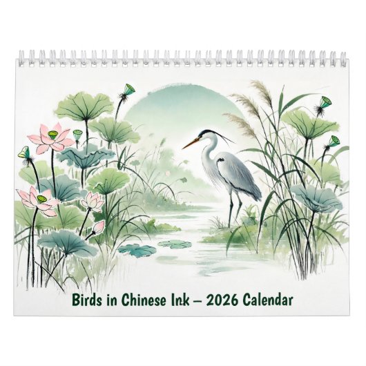 Calendrier Birds in Chinese Ink – 2026 Calendar (Protection)