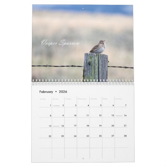 Calendrier Birds of Fields and Prairies Calendar (Feb 2026)