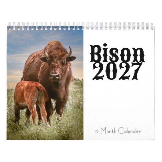Calendrier Bison 2027 sur 12 Mois (Protection)