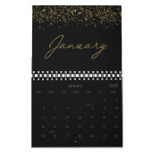 Calendrier Black and Gold Glitter Elegant Modern Script 2026 (Jan 2026)