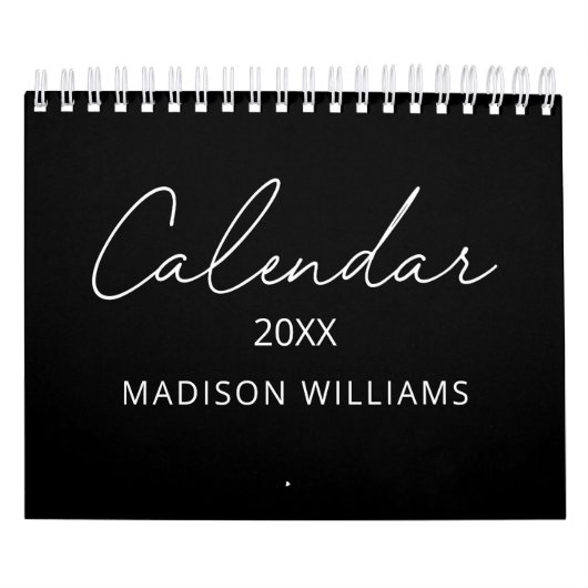 Calendrier Black and White Elegant Modern Script 2026 (Protection)
