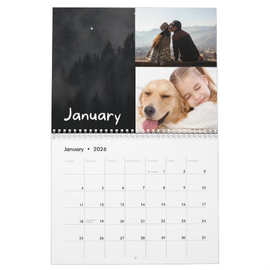 Calendrier Black And White Modern 2 Photo 2024 (Jan 2026)