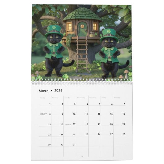 Calendrier Black Cat Calendar (Mar 2026)