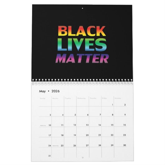 Calendrier Black Lives Matt arc-en-ciel couleurs gay pride no (Mai 2026)