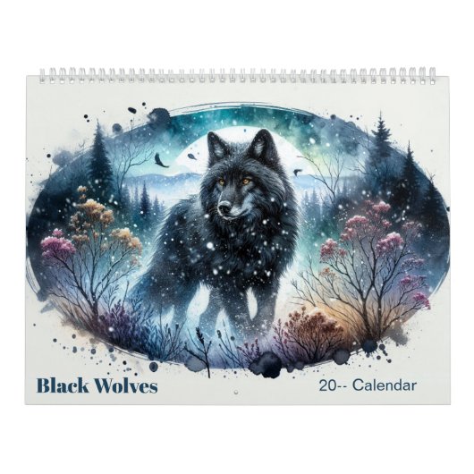 Calendrier Black Wolves Snowy Northern Forest Calendar (Protection)
