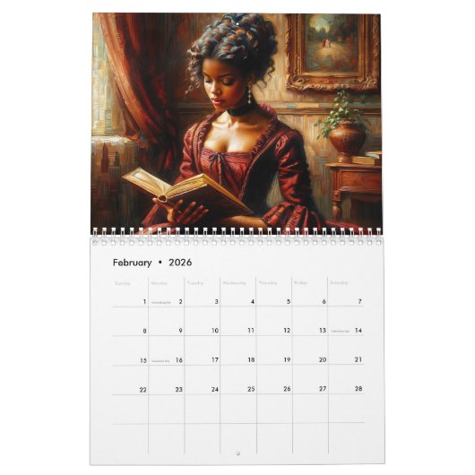 Calendrier Black Women Reading Books Art (Feb 2026)