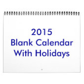 Calendrier Blanc 2015 Avec Vacances Et Fil Bleu (Protection)