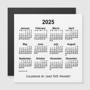 Calendrier blanc 2025 par Janz 5x5 Magnet