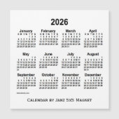 Calendrier blanc 2026 par Janz 5x5 Magnet (Devant)