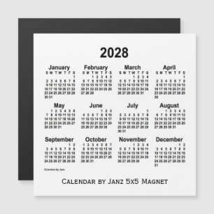 Calendrier blanc 2028 par Janz 5x5 Magnet