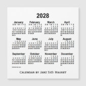 Calendrier blanc 2028 par Janz 5x5 Magnet (Devant)