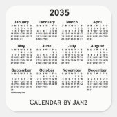 Calendrier blanc 2035 par Sticker Carré Janz (Devant)