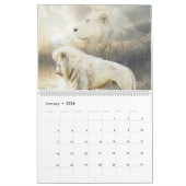 Calendrier blanc d'art de lions (Jan 2026)