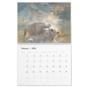 Calendrier blanc d'art de lions (Feb 2026)