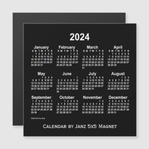 Calendrier blanc Neon 2024 par Janz 5x5 Magnet