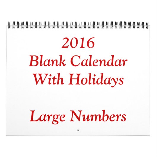 Calendrier Blanc Rouge 2016 Avec Un Grand Nombre (Protection)