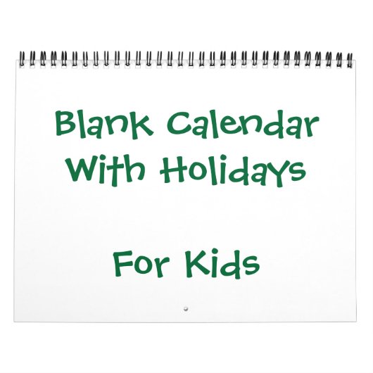 Calendrier Blanc Vert Avec Vacances Pour Enfants (Protection)