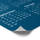 Calendrier bleu 2024 simple mais élégant | Poster (Coin)