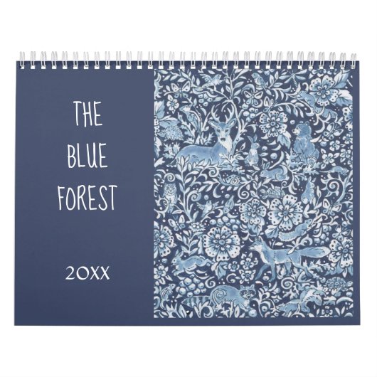 Calendrier Bleu & Blanc Forêt Animaux Forêt Forêt Boisée Flor (Protection)