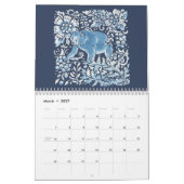 Calendrier Bleu et blanc Indigo Forest Animaux Floral Delft (Mar 2027)