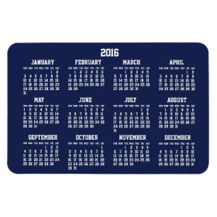 Calendrier bleu marine 2016 Grand Magnet flexible 