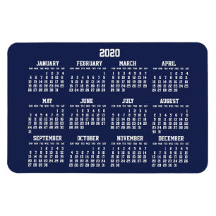Calendrier bleu marine 2020 Grand Magnet flexible