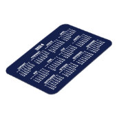Calendrier bleu marine 2024 Petits Magnets flexibl (Côté Gauche)