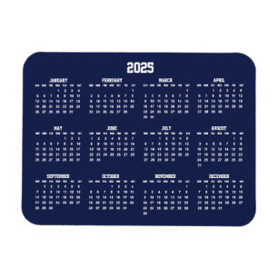 Calendrier bleu marine 2025 Petits Magnets flexibl