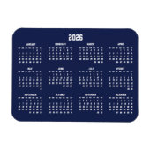 Calendrier bleu marine 2026 Magnet flexible (Horizontal)