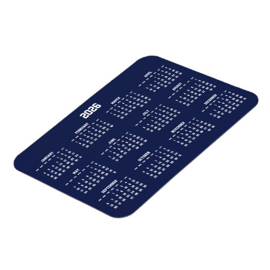 Calendrier bleu marine 2026 Magnet flexible (Côté Gauche)