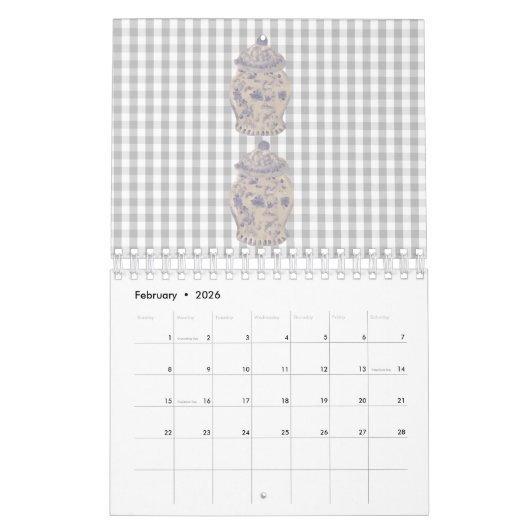 Calendrier Blue Chinoiserie Main Peint Ginger Jar Jars Cale (Feb 2026)
