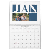 Calendrier Blue Joy Typographie Famille Photo Collage Noël (Jan 2026)