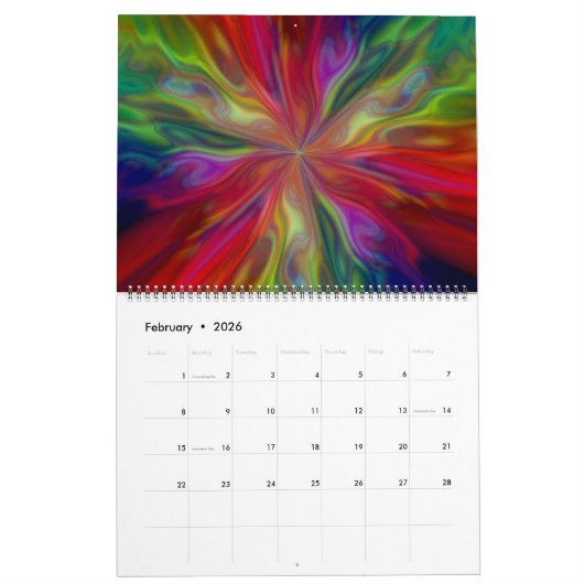 Calendrier Bohemian Rhapsody Trippy Art Abstrait (Feb 2026)