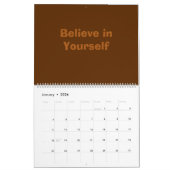 Calendrier Boho Chic Rustic Wood Texture Motivationnel (Jan 2026)