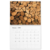 Calendrier Bois en bois rond mur de nature esthétique (Feb 2026)
