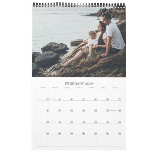 Calendrier Bonheur familial mignon personnalisé (Feb 2026)