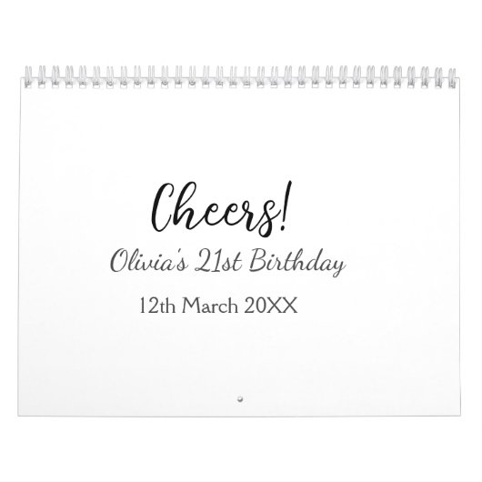 Calendrier Bonjour 21e anniversaire ajouter nom date simple m (Protection)