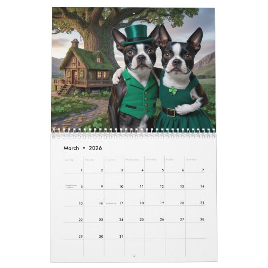 Calendrier Boston Terrier Calendar (Mar 2026)