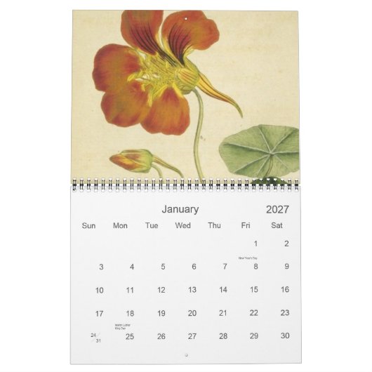 Calendrier botanique antique (Jan 2027)