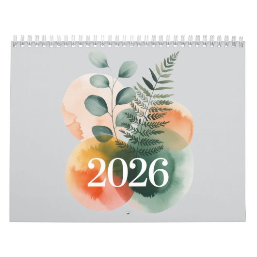 Calendrier Botanique Aquarelle 2026 – Minimalisme  (Protection)