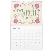 Calendrier botanique floral Art nouveau rétro (Mar 2027)
