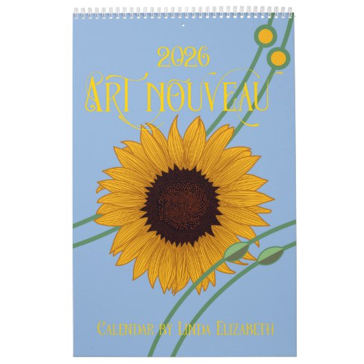 Calendrier botanique floral Art nouveau rétro (Protection)