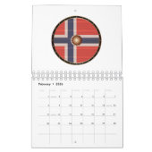Calendrier Bouclier Viking Arrondi Avec Drapeau Norvégien. (Feb 2026)